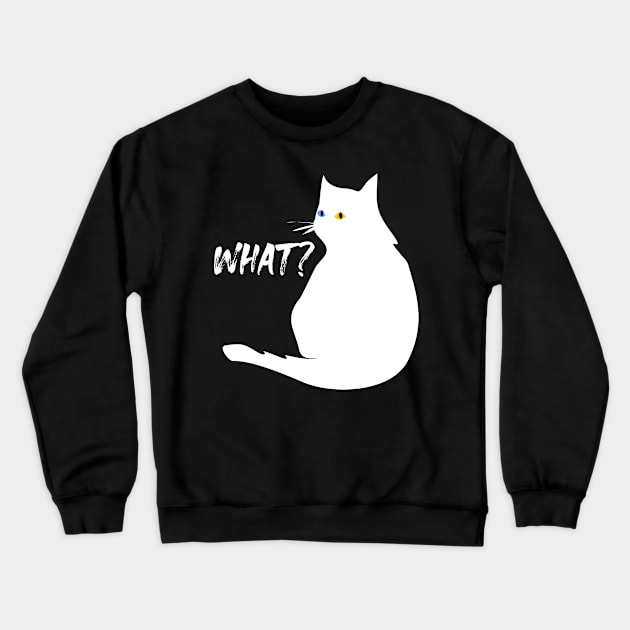 White Cat! What? Crewneck Sweatshirt by Markyartshop